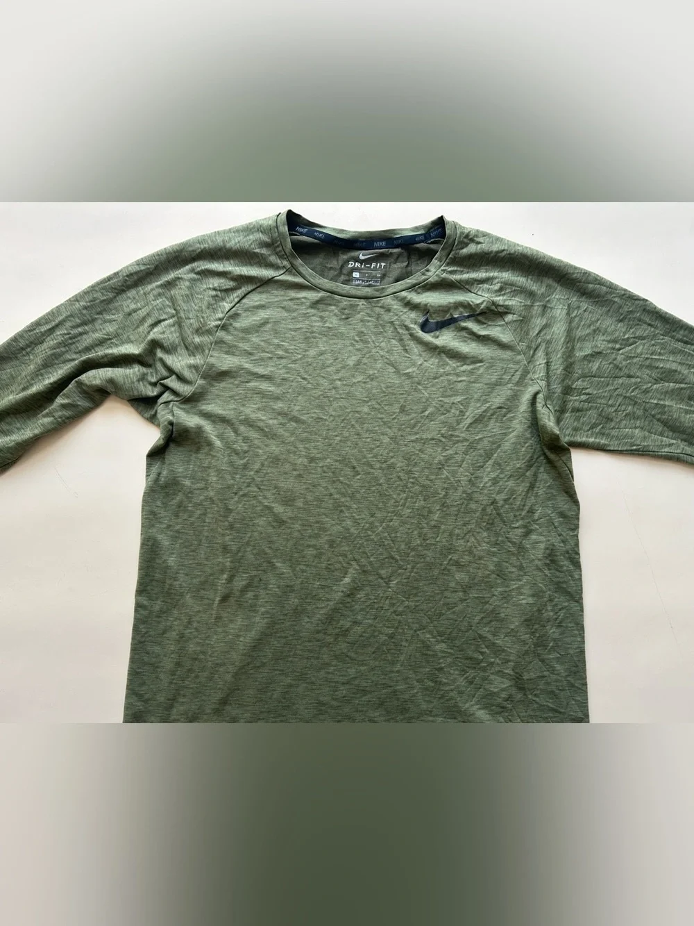 Nike Olive Crew Long Sleeve Shirt - Dark Green size s